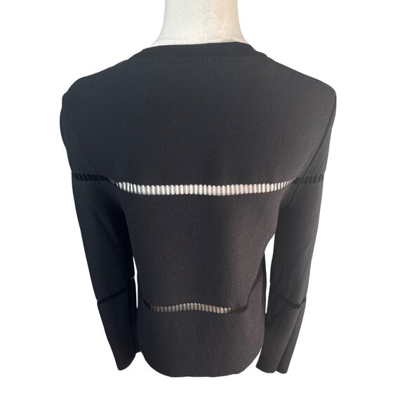 2/$30 ZARA  Black Sheer Medium Stripe Cut Out Knit Sweater Premium Collection - Picture 9 of 12